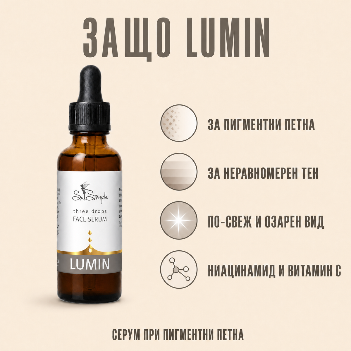 Серум за лице LUMIN - three drops 3 benefits