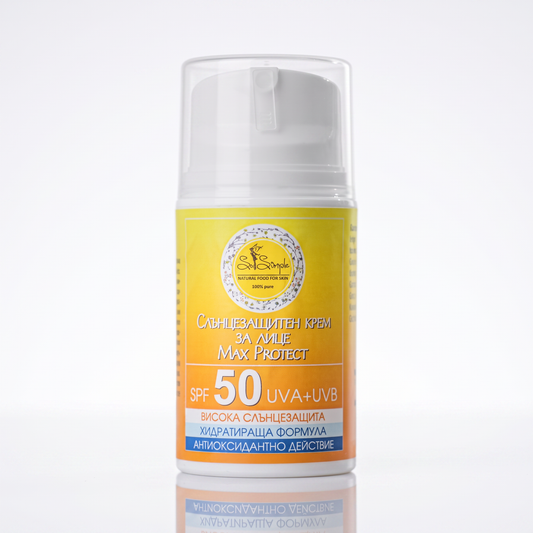 Слънцезащитен крем за лице с избелващо действие MAX Protect SPF50