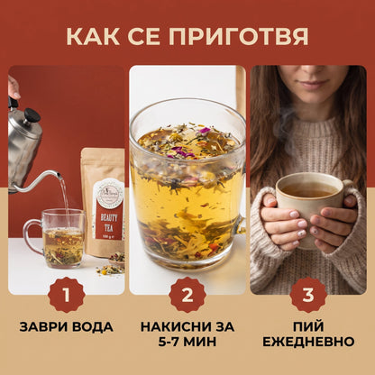 Красива кожа ПРОМО пакет – 2 х билков чай Красива кожа + подарък крем за ръце Lavanda Dream