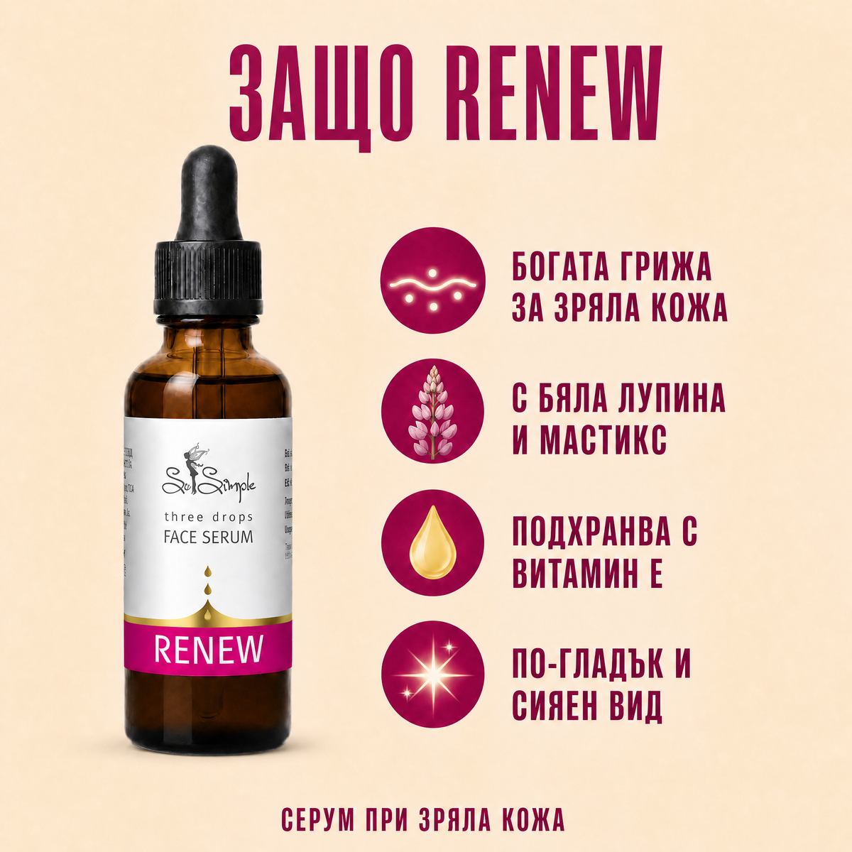 Серум за лице RENEW - three drops 3 benefits
