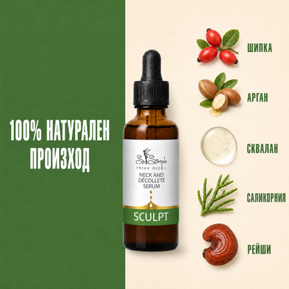 Серум за шия и деколте SCULPT - three drops 2 ingredients
